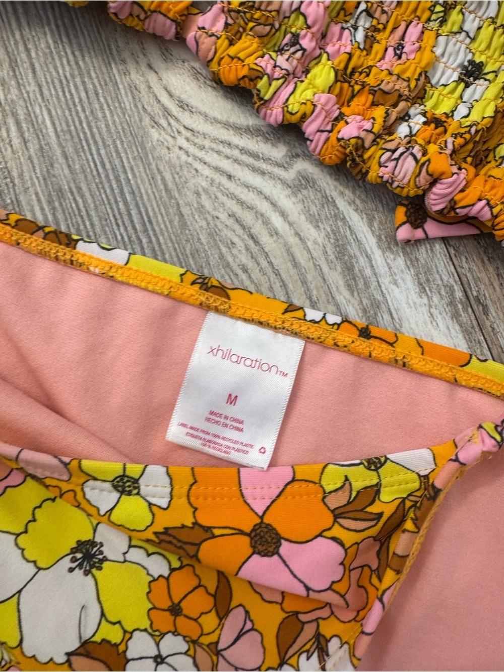 Xhilaration Yellow Pink Orange Floral String Bikini - Picture 4 of 5